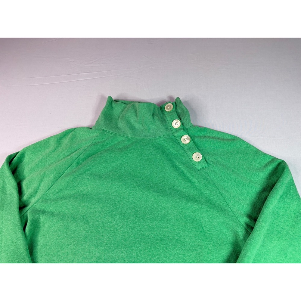 J.Crew‎ Green Mock Neck Button Shoulder Pullover Sweatshirt Top - Women's M